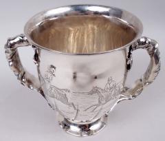  Gorham Manufacturing Co Antique Gorham Victorian Silver Fox Hunt Trophy Cup 1885 - 3983753