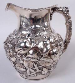  Gorham Manufacturing Co Antique Gorham Victorian Water Pitcher with Floral Repousse 1887 - 4543687