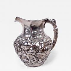  Gorham Manufacturing Co Antique Gorham Victorian Water Pitcher with Floral Repousse 1887 - 4546173