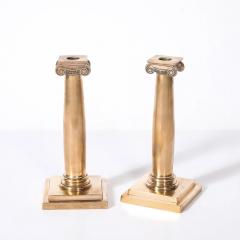  Gorham Manufacturing Co Art Deco Solid Bronze Plinth Base Corinthian Style Candleholders signed Gorham - 4720025