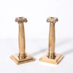  Gorham Manufacturing Co Art Deco Solid Bronze Plinth Base Corinthian Style Candleholders signed Gorham - 4720026