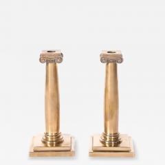  Gorham Manufacturing Co Art Deco Solid Bronze Plinth Base Corinthian Style Candleholders signed Gorham - 4720128