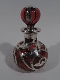  Gorham Manufacturing Co Beautiful Antique Gorham Classical Red Silver Overlay Perfume - 3750149