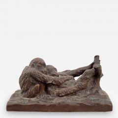  Gorham Manufacturing Co Circa 1900 Rare Gorham Sculpture of Relaxing Monkeys - 2075741