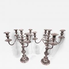  Gorham Manufacturing Co Gorham Silver Plate Baroque Style 5 Lilght Candelabra Pair - 3463643