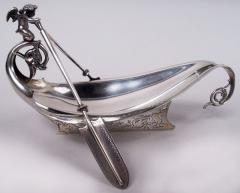  Gorham Manufacturing Co Gorham Sterling Silver Leaf Boat Bowl with Cherub Oarsman 1870 - 4032798