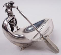  Gorham Manufacturing Co Gorham Sterling Silver Leaf Boat Bowl with Cherub Oarsman 1870 - 4032799