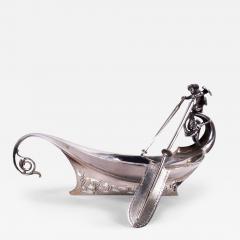  Gorham Manufacturing Co Gorham Sterling Silver Leaf Boat Bowl with Cherub Oarsman 1870 - 4034196