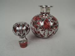  Gorham Manufacturing Co Large Gorham Art Nouveau Red Silver Overlay Cologne - 3761910