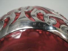  Gorham Manufacturing Co Large Gorham Art Nouveau Red Silver Overlay Cologne - 3761958