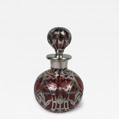  Gorham Manufacturing Co Large Gorham Art Nouveau Red Silver Overlay Cologne - 3763693