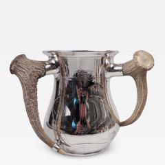  Gorham Manufacturing Co Large Gorham Edwardian Big Game Era Trophy Cup with Horn Handles - 3781539