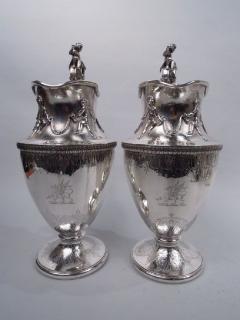  Gorham Manufacturing Co Pair of Antique Gorham American Classical Silver Ewers C 1860 - 3767232