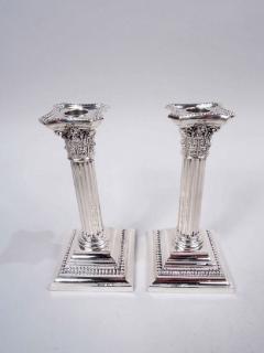  Gorham Manufacturing Co Pair of Antique Gorham Edwardian Classical Column Candlesticks - 3767307