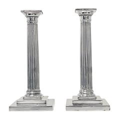  Gorham Manufacturing Co Pair of Antique Gorham Sterling Silver Column Candlesticks 1912 - 4515506