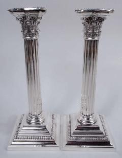  Gorham Manufacturing Co Pair of Gorham Edwardian Classical Sterling Silver Column Candlesticks - 3772041