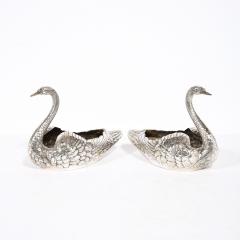  Gorham Manufacturing Co Pair of Sterling Silver Swan Decorative Bowls Signed Gorham Sterling - 4566311