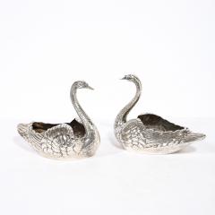  Gorham Manufacturing Co Pair of Sterling Silver Swan Decorative Bowls Signed Gorham Sterling - 4566312