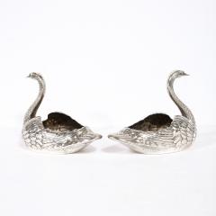  Gorham Manufacturing Co Pair of Sterling Silver Swan Decorative Bowls Signed Gorham Sterling - 4566313