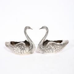  Gorham Manufacturing Co Pair of Sterling Silver Swan Decorative Bowls Signed Gorham Sterling - 4566316