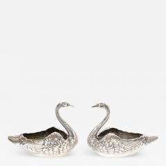  Gorham Manufacturing Co Pair of Sterling Silver Swan Decorative Bowls Signed Gorham Sterling - 4567857