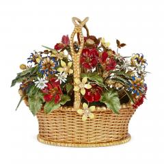  Gorham Manufacturing Co Pair of gilt metal and enamel Fleurs des Si cles flower baskets - 3457290