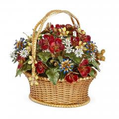  Gorham Manufacturing Co Pair of gilt metal and enamel Fleurs des Si cles flower baskets - 3457294