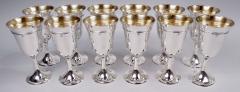  Gorham Manufacturing Co Set of 12 Antique Gorham King Albert Sterling Silver Goblets - 3832036