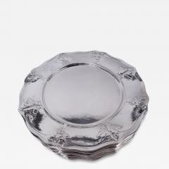  Gorham Manufacturing Co Set of 12 Gorham Edwardian Art Nouveau Martel Silver Dinner Plates - 4337345