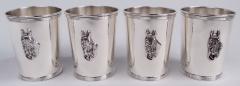  Gorham Manufacturing Co Set of 4 Gorham Newport Derby Day Sterling Silver Horse Mint Juleps - 3986146