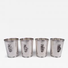  Gorham Manufacturing Co Set of 4 Gorham Newport Derby Day Sterling Silver Horse Mint Juleps - 3987530