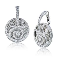  Graff GRAFF 18K WHITE GOLD MEDALLION SHAPE DIAMOND PAVE EARRINGS - 1744562