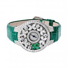  Graff Graff 18K White Gold Butterfly Green Emerald Limited Edition 32mm Dial Watch - 4614055