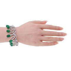  Graff Graff 18K White Gold Diamond And Emerald Sugarlaof Bracelet - 4541803