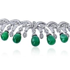  Graff Graff 18K White Gold Diamond And Emerald Sugarlaof Bracelet - 4541804