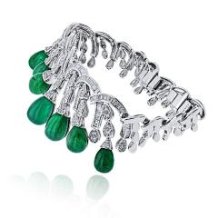  Graff Graff 18K White Gold Diamond And Emerald Sugarlaof Bracelet - 4541805