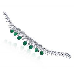  Graff Graff 18K White Gold Diamond And Emerald Sugarlaof Bracelet - 4541806