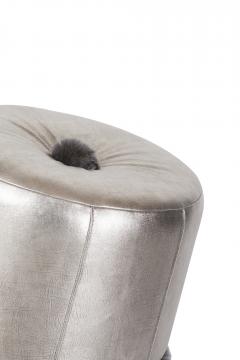  Greenapple Art Deco Adonis Pouf Ottoman Leather Faux Fur Handmade Portugal Greenapple - 3596493