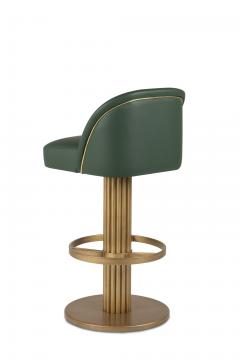  Greenapple Art Deco Flute Bar Stool Emerald Leather Handmade in Portugal by Greenapple - 3596789