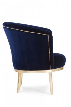  Greenapple Art Deco Lisboa Lounge Chair Blue Velvet Gold Leaf Handmade Portugal Greenapple - 3558633
