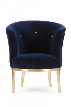  Greenapple Art Deco Lisboa Lounge Chair Blue Velvet Gold Leaf Handmade Portugal Greenapple - 3558635