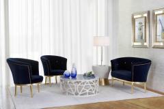  Greenapple Art Deco Lisboa Lounge Chair Blue Velvet Gold Leaf Handmade Portugal Greenapple - 3558636