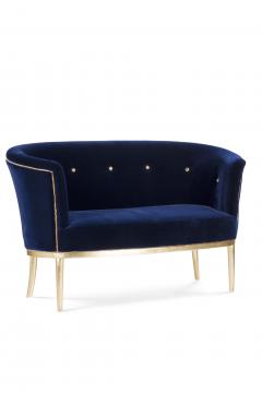  Greenapple Art Deco Loveseat Lisboa Sofa Blue Velvet Gold Leaf Handmade Portugal Greenapple - 3565598