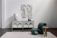  Greenapple Biloba Marble Bar Cabinet Verde Antigua Marble Handmade by Greenapple - 4317974
