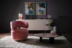  Greenapple Modern Caju Lounge Chair Armchair Pink Velvet Handmade Portugal Greenapple - 3353986