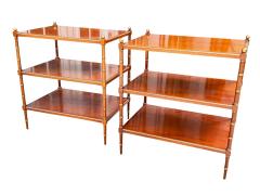  Grosfeld House 1940S FAUX BAMBOO TRIPLE TIER TABLES WITH GILT BALLS TRIM BY GROSFELD HOUSE - 4618452