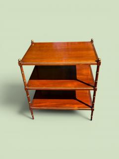  Grosfeld House 1940S FAUX BAMBOO TRIPLE TIER TABLES WITH GILT BALLS TRIM BY GROSFELD HOUSE - 4646703