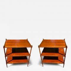  Grosfeld House 1940S FAUX BAMBOO TRIPLE TIER TABLES WITH GILT BALLS TRIM BY GROSFELD HOUSE - 4646704