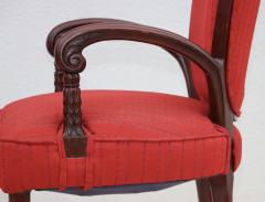  Grosfeld House 1950s Scroll arms mahogany armchairs by Grosfeld House - 4789532