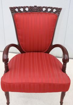  Grosfeld House 1950s Scroll arms mahogany armchairs by Grosfeld House - 4789537
